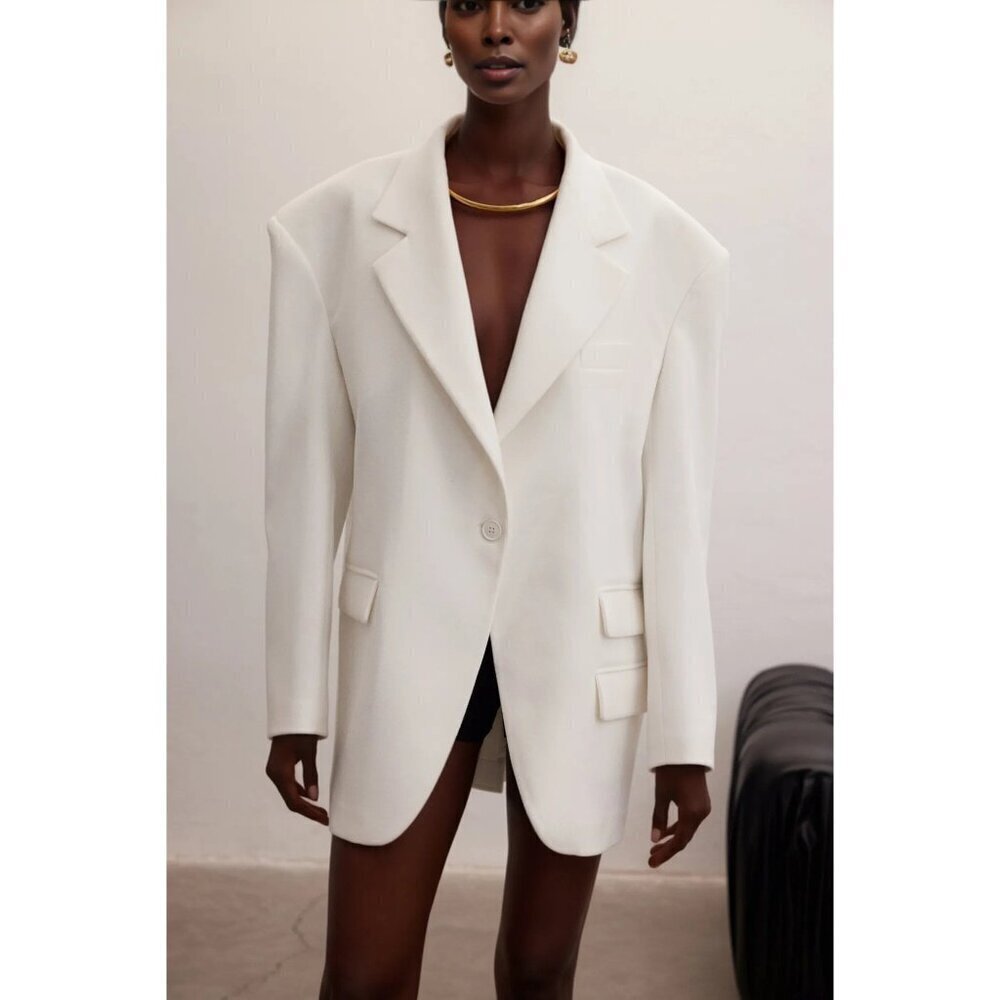 Grace Jones Structured Oversized Blazer in White